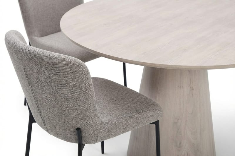 Siena Matgrupp runt 110 cm Vitlaserad med 4 Elsie Matstolar - Vitlaserad/Ljusgrå - Möbler - Bord & matgrupper - Matgrupper