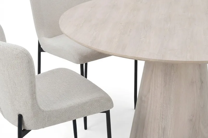 Siena Matgrupp runt 110 cm Vitlaserad med 4 Elsie Matstolar - Vitlaserad/Vit - Möbler - Bord & matgrupper - Matgrupper