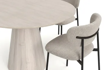 Siena Matgrupp runt 110 cm Vitlaserad med 4 Lucy Matstolar - Vitlaserad ek - Möbler - Bord & matgrupper - Matgrupper