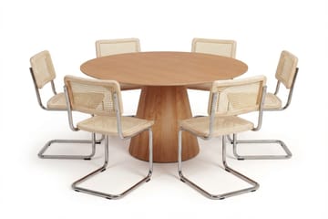 Siena Matgrupp runt 130 cm Ek med 6 Build Matstolar - Ek - Möbler - Bord & matgrupper - Matgrupper