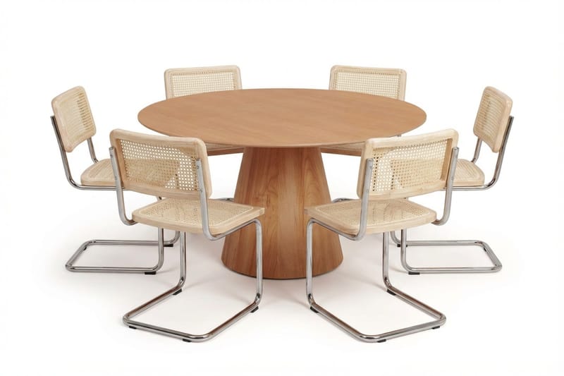 Siena Matgrupp runt 130 cm Ek med 6 Build Matstolar, Ek