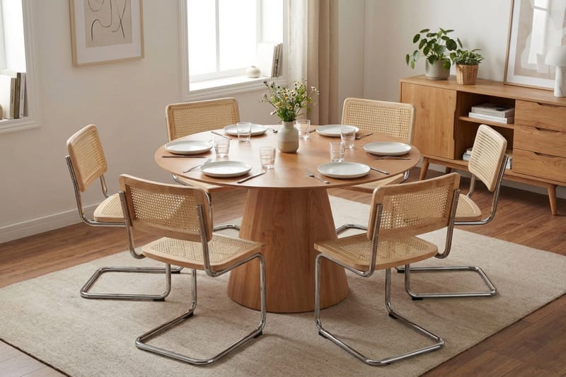 Siena Matgrupp runt 130 cm Ek med 6 Build Matstolar - Ek - Möbler - Bord & matgrupper - Matgrupper