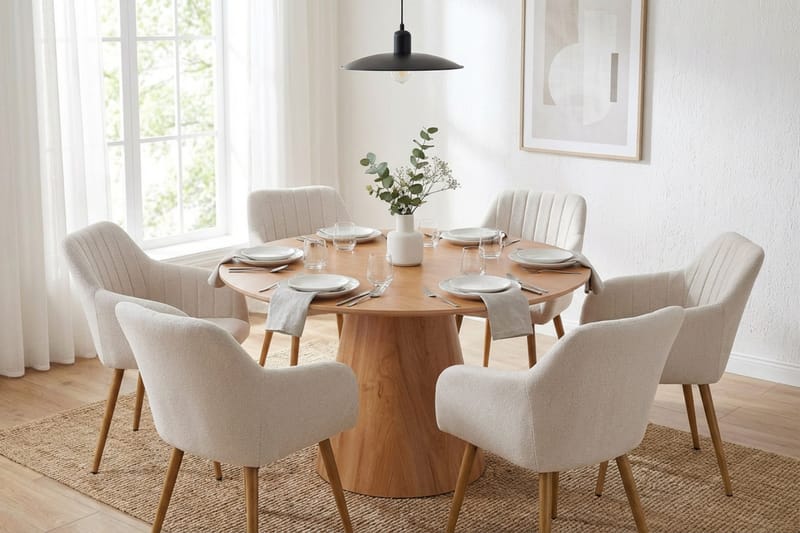 Siena Matgrupp runt 130 cm Ek med 6 Filippa Matstolar - Ek - Möbler - Bord & matgrupper - Matgrupper