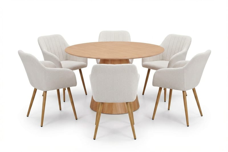 Siena Matgrupp runt 130 cm Ek med 6 Filippa Matstolar - Ek - Möbler - Bord & matgrupper - Matgrupper