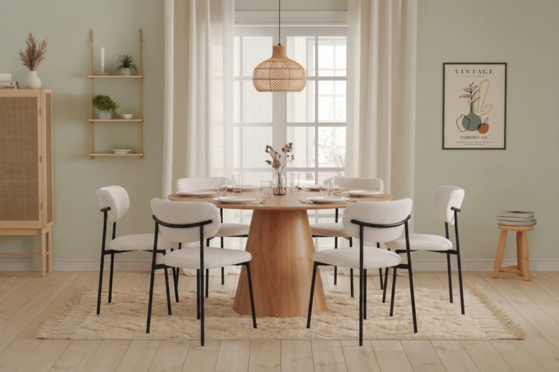 Siena Matgrupp runt 130 cm Ek med 6 Lucy Matstolar - Ek - Möbler - Bord & matgrupper - Matgrupper