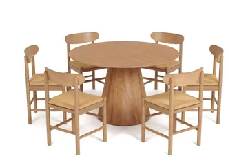 Siena Matgrupp runt 130 cm Ek med 6 Malte Matstolar - Ek - Möbler - Bord & matgrupper - Matgrupper