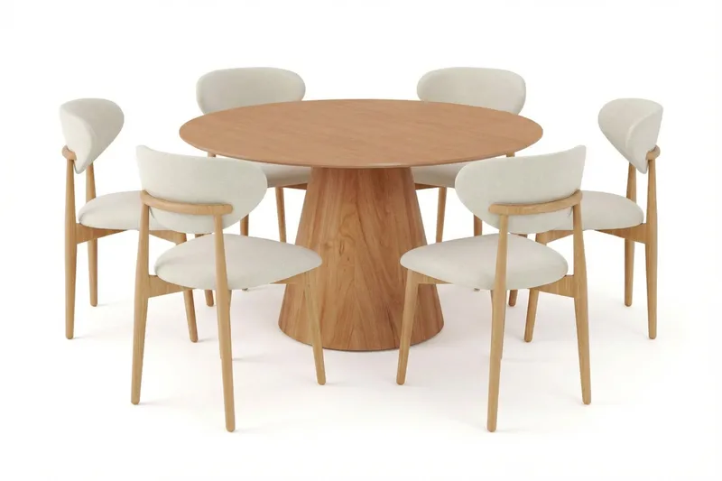 Siena Matgrupp runt 130 cm Ek med 6 Molly Matstolar - Ek - Möbler - Bord & matgrupper - Matgrupper
