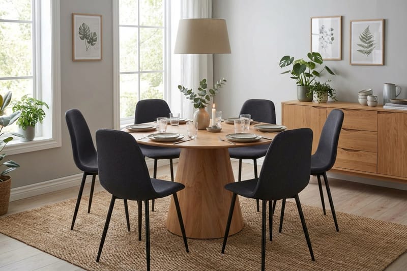 Siena Matgrupp runt 130 cm Ek med 6 Nibe Matstolar - Ek - Möbler - Bord & matgrupper - Matgrupper