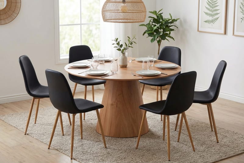 Siena Matgrupp runt 130 cm Ek med 6 Nibe Matstolar - Ek - Möbler - Bord & matgrupper - Matgrupper