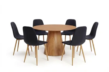 Siena Matgrupp runt 130 cm Ek med 6 Nibe Matstolar