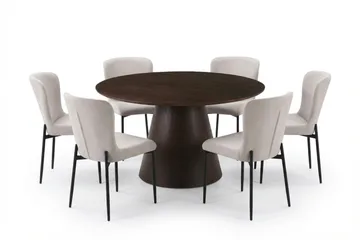 Siena Matgrupp runt 130 cm Rökt Ek med 6 Elsie Matstolar