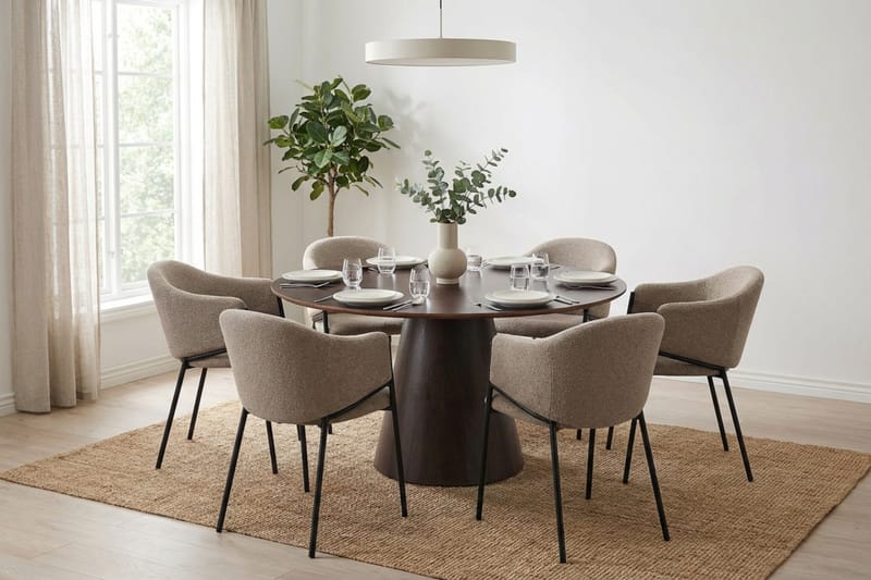 Siena Matgrupp runt 130 cm Rökt Ek med 6 Filip Matstolar - Rökt ek - Möbler - Bord & matgrupper - Matgrupper