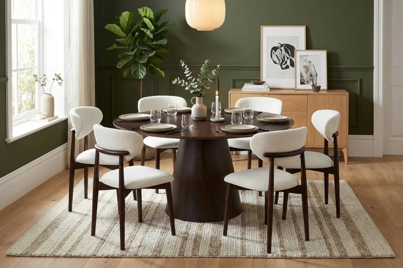 Siena Matgrupp runt 130 cm Rökt Ek med 6 Molly Matstolar - Rökt ek - Möbler - Bord & matgrupper - Matgrupper