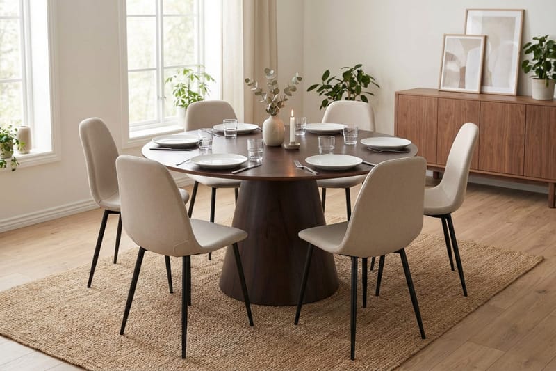 Siena Matgrupp runt 130 cm Rökt Ek med 6 Nibe Matstolar - Rökt ek - Möbler - Bord & matgrupper - Matgrupper