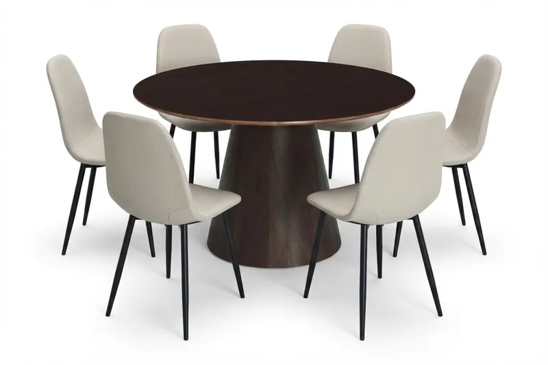 Siena Matgrupp runt 130 cm Rökt Ek med 6 Nibe Matstolar - Rökt ek - Möbler - Bord & matgrupper - Matgrupper