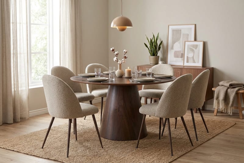 Siena Matgrupp runt 130 cm Rökt Ek med 6 Nibe Plus Matstolar - Rökt ek - Möbler - Bord & matgrupper - Matgrupper