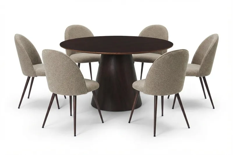 Siena Matgrupp runt 130 cm Rökt Ek med 6 Nibe Plus Matstolar, Rökt ek