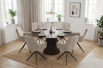 Siena Matgrupp runt 130 cm Rökt Ek med 6 Torsby Matstolar - Rökt ek - Möbler - Bord & matgrupper - Matgrupper