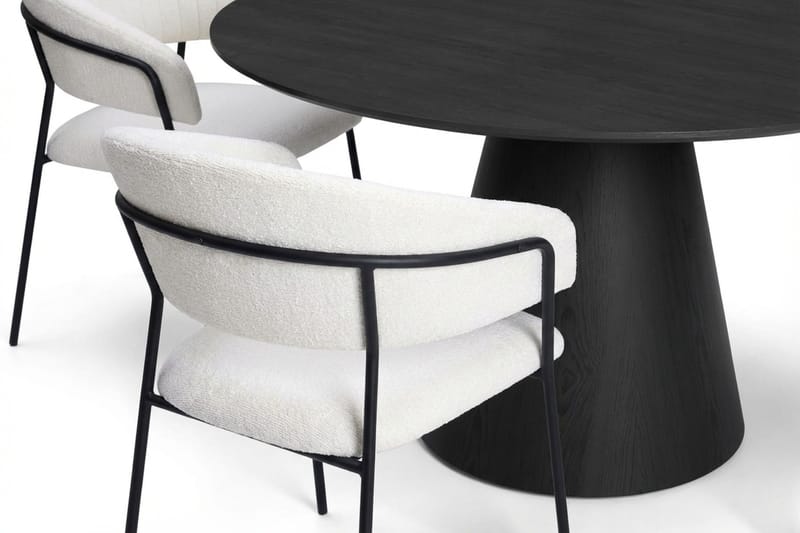 Siena Matgrupp runt 130 cm Svart med 6 Karol Matstolar - Svart - Möbler - Bord & matgrupper - Matgrupper