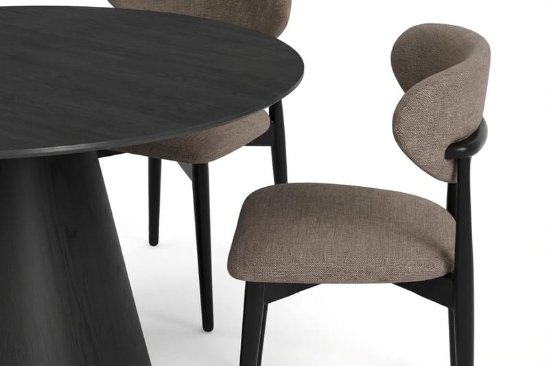 Siena Matgrupp runt 130 cm Svart med 6 Molly Matstolar - Svart - Möbler - Bord & matgrupper - Matgrupper