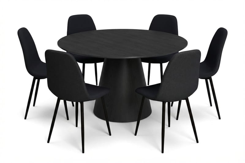 Siena Matgrupp runt 130 cm Svart med 6 Nibe Matstolar - Svart - Möbler - Bord & matgrupper - Matgrupper