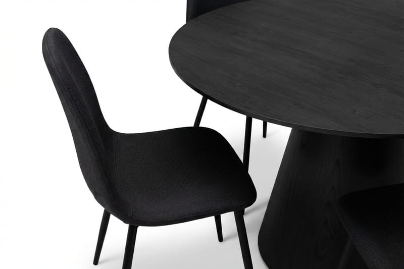Siena Matgrupp runt 130 cm Svart med 6 Nibe Matstolar - Svart - Möbler - Bord & matgrupper - Matgrupper