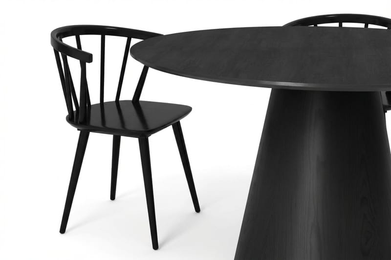 Siena Matgrupp runt 130 cm Svart med 6 Tyrö Matstolar - Svart - Möbler - Bord & matgrupper - Matgrupper