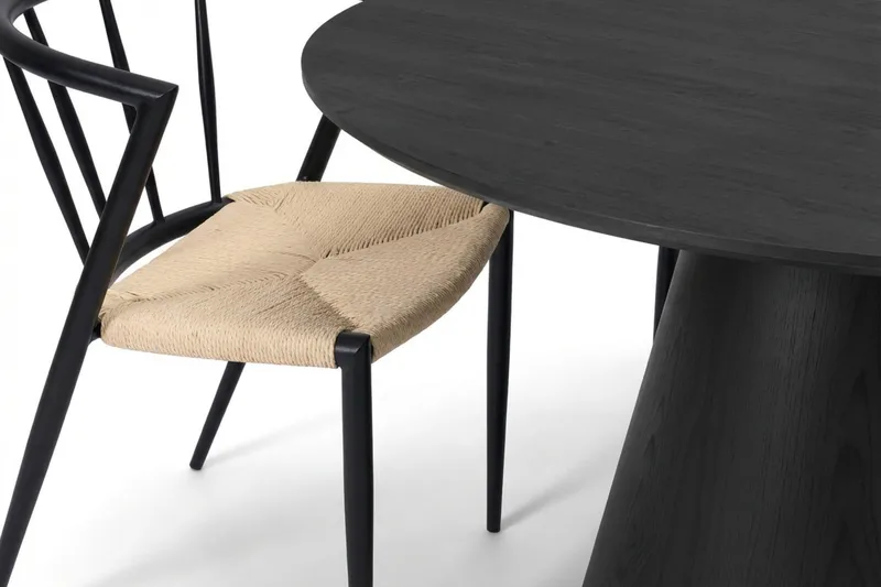 Siena Matgrupp runt 130 cm Svart med 6 Winston Matstolar - Svartlaserad ek - Möbler - Bord & matgrupper - Matgrupper