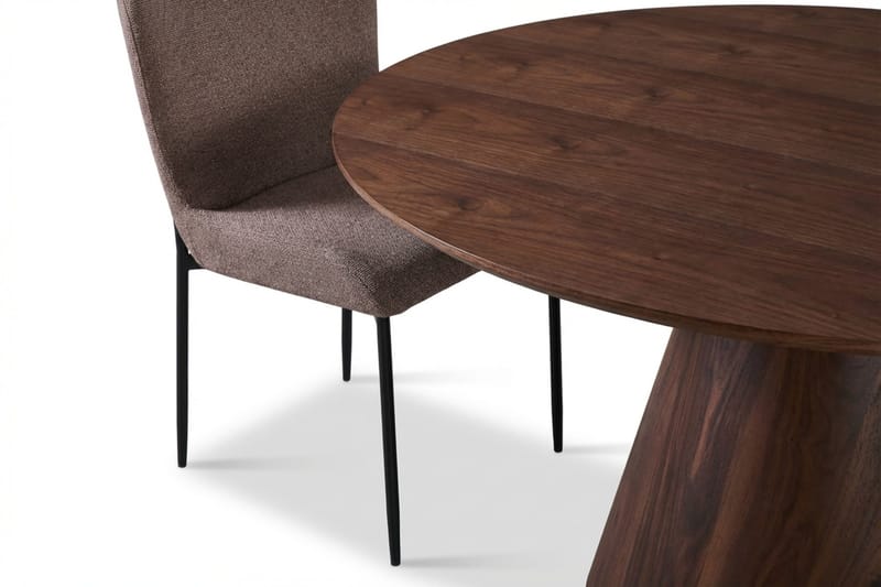 Siena Matgrupp runt 130 cm Valnöt med 6 Elsie Matstolar - Valnöt/Grå - Möbler - Bord & matgrupper - Matgrupper