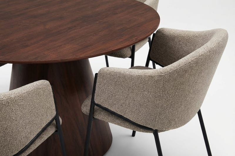 Siena Matgrupp runt 130 cm Valnöt med 6 Filip Matstolar - Valnöt - Möbler - Bord & matgrupper - Matgrupper