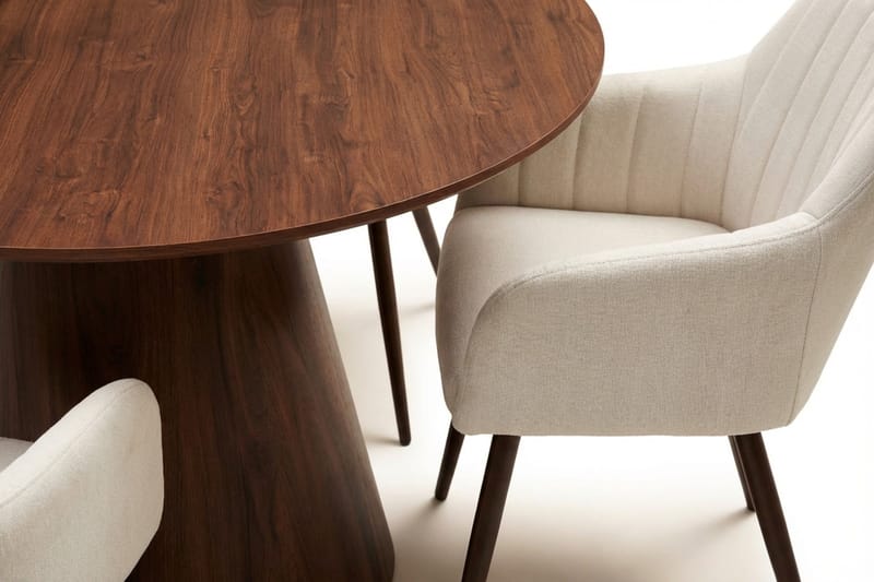 Siena Matgrupp runt 130 cm Valnöt med 6 Filippa Matstolar - Valnöt - Möbler - Bord & matgrupper - Matgrupper