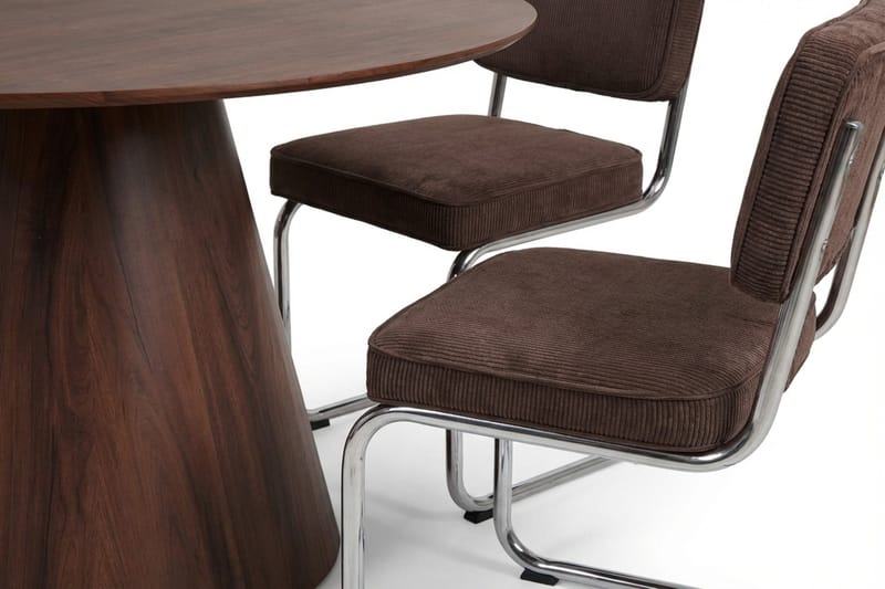 Siena Matgrupp runt 130 cm Valnöt med 6 Milva Matstolar - Valnöt - Möbler - Bord & matgrupper - Matgrupper