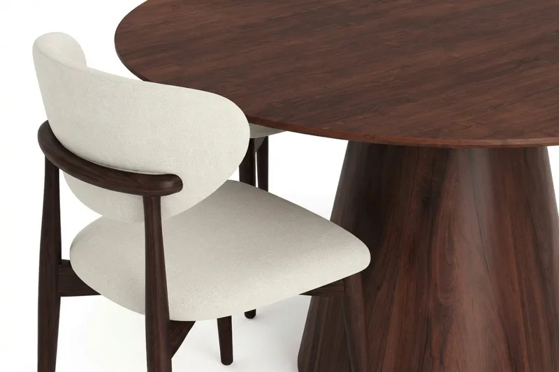 Siena Matgrupp runt 130 cm Valnöt med 6 Molly Matstolar - Valnöt - Möbler - Bord & matgrupper - Matgrupper