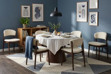 Siena Matgrupp runt 130 cm Valnöt med 6 Nala Matstolar - Valnöt - Möbler - Bord & matgrupper - Matgrupper
