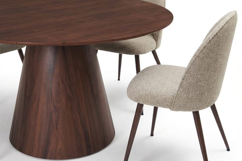 Siena Matgrupp runt 130 cm Valnöt med 6 Nibe Plus Matstolar - Valnöt - Möbler - Bord & matgrupper - Matgrupper