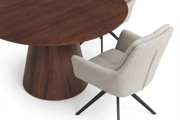 Siena Matgrupp runt 130 cm Valnöt med 6 Torsby Matstolar - Valnöt - Möbler - Bord & matgrupper - Matgrupper