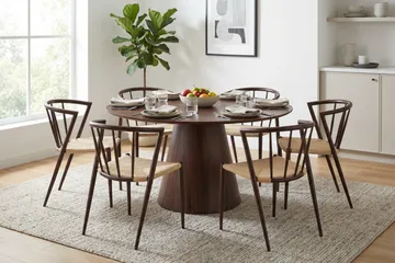 Siena Matgrupp runt 130 cm Valnöt med 6 Winston Matstolar - Valnöt - Möbler - Bord & matgrupper - Matgrupper