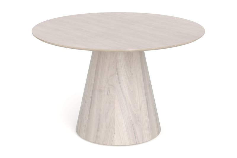 Siena Matgrupp runt 130 cm Vitlaserad med 6 Build Matstolar - Vitlaserad/Natur/krom - Möbler - Bord & matgrupper - Matgrupper