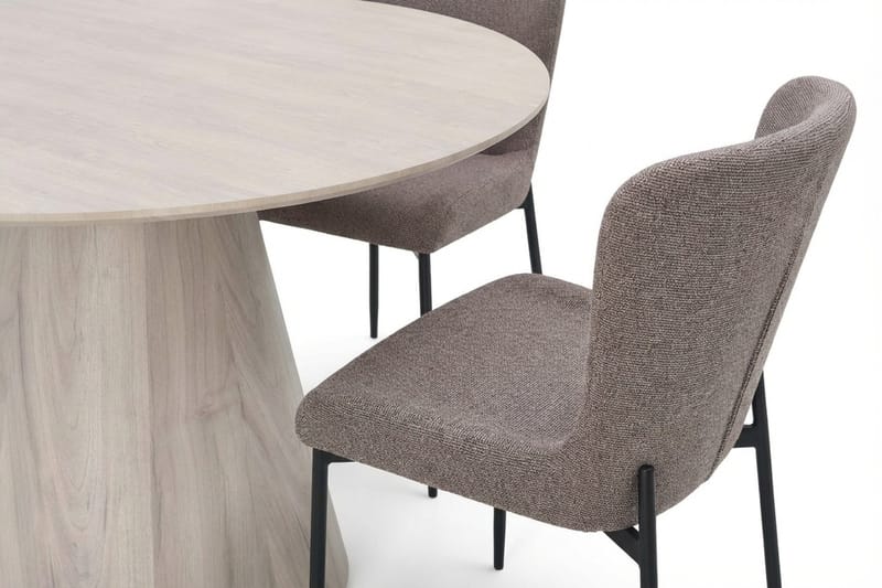 Siena Matgrupp runt 130 cm Vitlaserad med 6 Elsie Matstolar - Vitlaserad/Grå - Möbler - Bord & matgrupper - Matgrupper