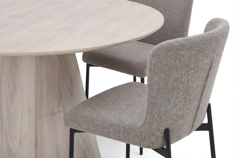 Siena Matgrupp runt 130 cm Vitlaserad med 6 Elsie Matstolar - Vitlaserad/Ljusgrå - Möbler - Bord & matgrupper - Matgrupper