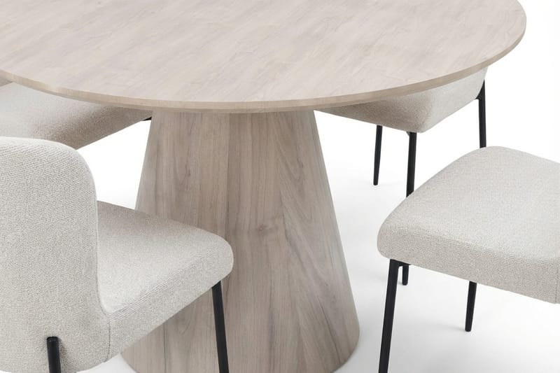 Siena Matgrupp runt 130 cm Vitlaserad med 6 Elsie Matstolar - Vitlaserad/Vit - Möbler - Bord & matgrupper - Matgrupper