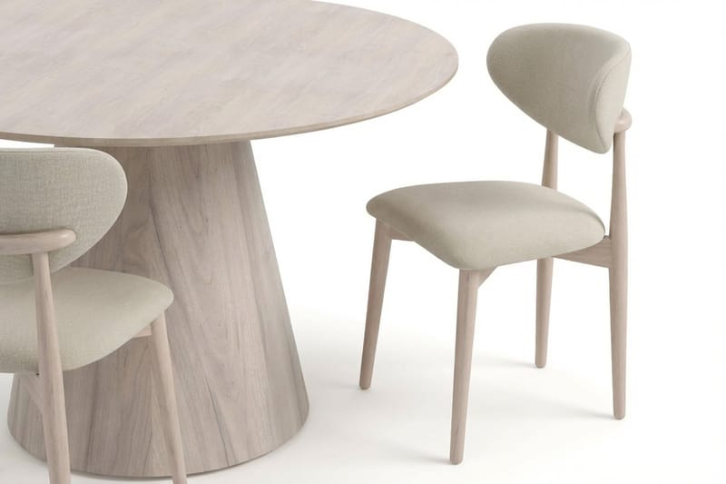 Siena Matgrupp runt 130 cm Vitlaserad med 6 Molly Matstolar - Vitlaserad - Möbler - Bord & matgrupper - Matgrupper