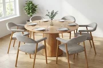 Siena Matgrupp runt 150 cm Ek med 4 Ronja Matstolar - Ek - Möbler - Bord & matgrupper - Matgrupper