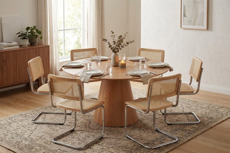 Siena Matgrupp runt 150 cm Ek med 6 Build Matstolar - Ek - Möbler - Bord & matgrupper - Matgrupper