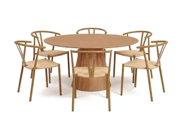 Siena Matgrupp runt 150 cm Ek med 6 Elysia Matstolar - Ek - Möbler - Bord & matgrupper - Matgrupper