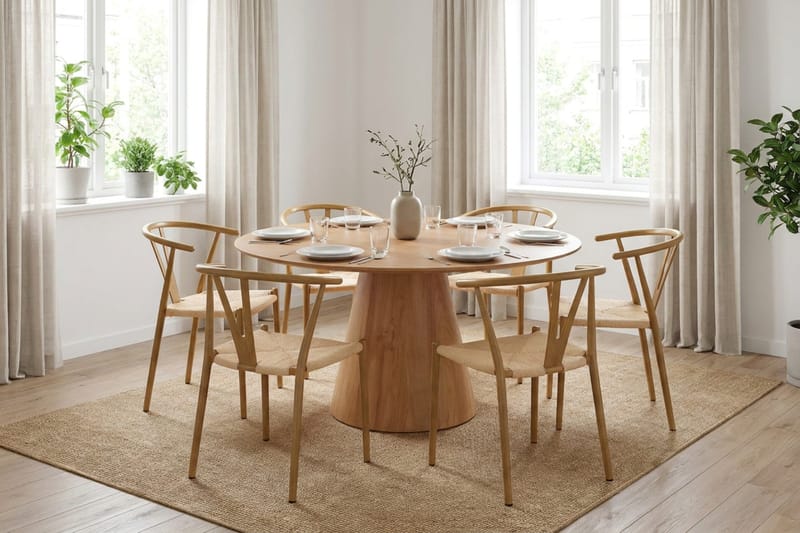 Siena Matgrupp runt 150 cm Ek med 6 Elysia Matstolar - Ek - Möbler - Bord & matgrupper - Matgrupper