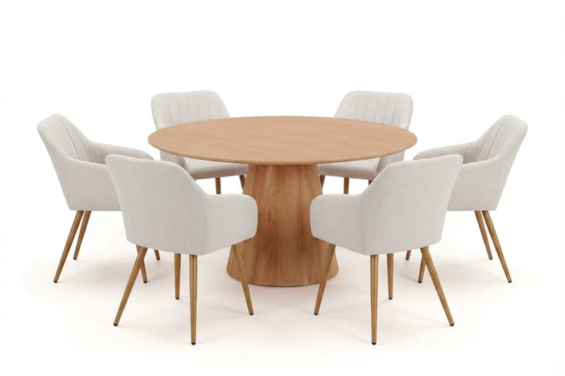 Siena Matgrupp runt 150 cm Ek med 6 Filippa Matstolar, Ek