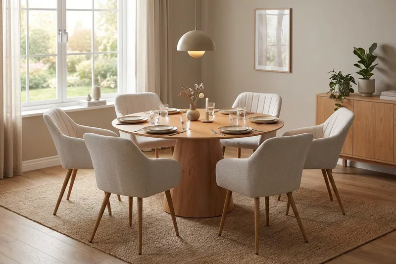 Siena Matgrupp runt 150 cm Ek med 6 Filippa Matstolar - Ek - Möbler - Bord & matgrupper - Matgrupper