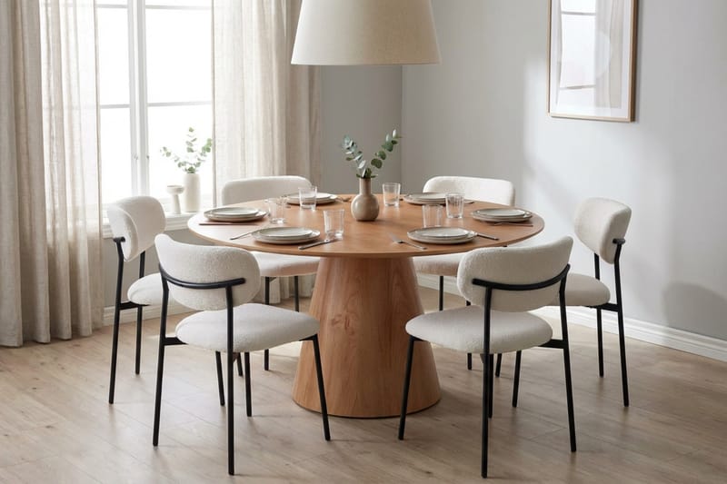 Siena Matgrupp runt 150 cm Ek med 6 Lucy Matstolar - Ek - Möbler - Bord & matgrupper - Matgrupper