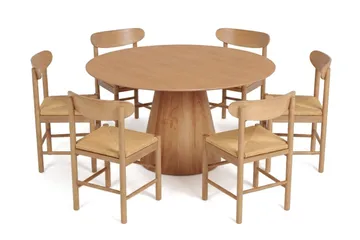Siena Matgrupp runt 150 cm Ek med 6 Malte Matstolar - Ek - Möbler - Bord & matgrupper - Matgrupper